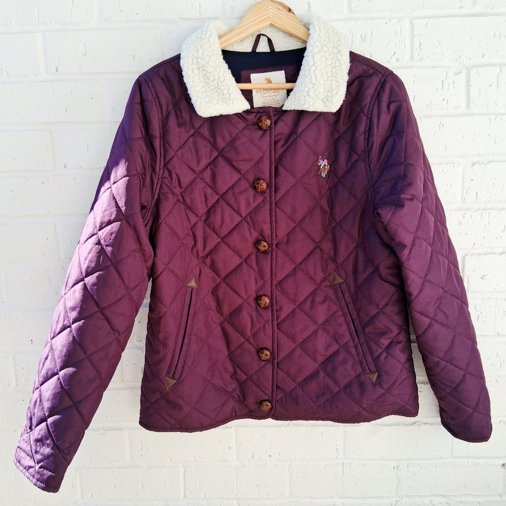 US POLO ASSN Quilted Classic Quiet Luxury Faux Shearling Collar Sz: XL